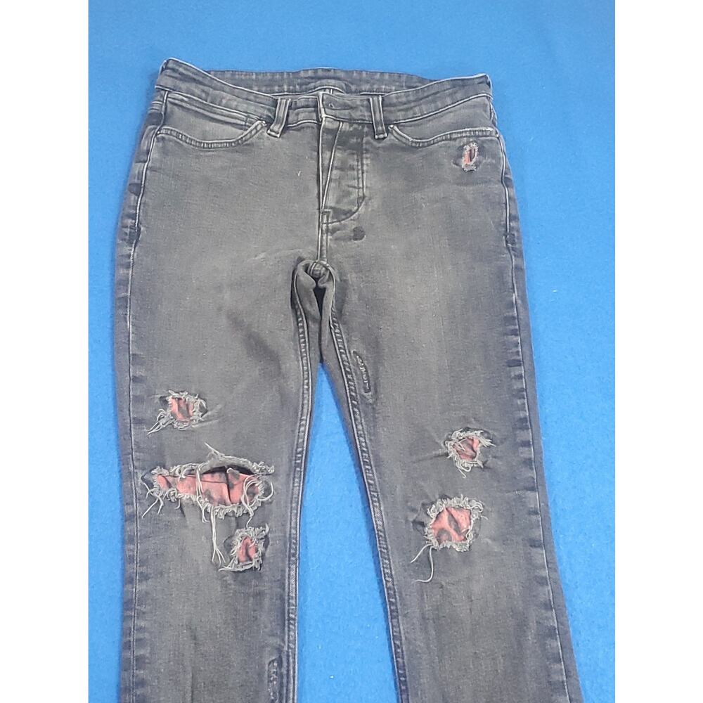 Ksubi Black Denim Skinny Jeans Womens Size 30 Destroyed Ripped Punk StreetweaR - Picture 2 of 16